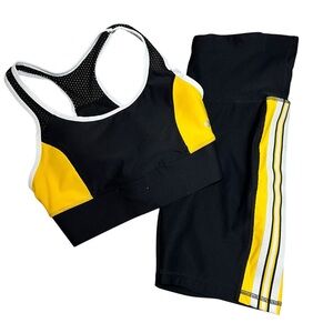 Womens Workout Yoga Set 2-Piece Outfit SZ S Bra High Waisted Biker Shorts SZ M